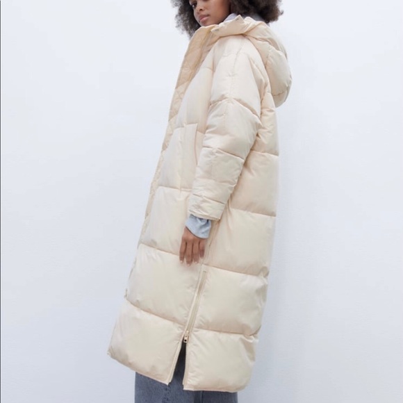 ZARA Women's Water Repellent Puffer Coat(Ecru, US M, L /EUR M, L) - Picture 3 of 15